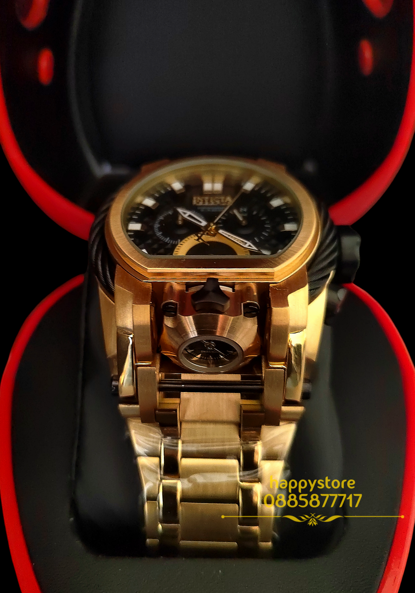 INVICTA Magnum Gold and Black 52 mm