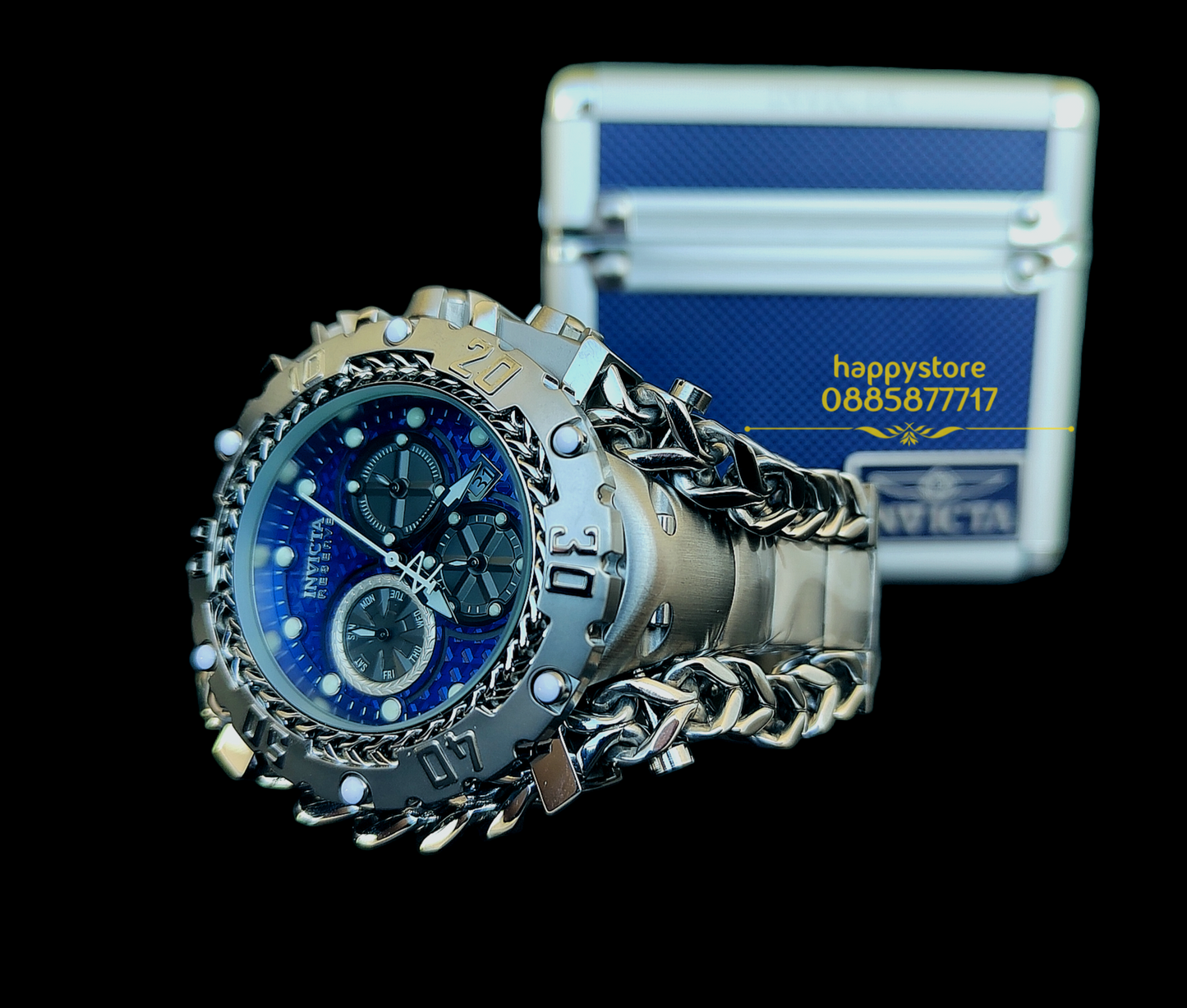 INVICTA Gladiator Silver blue dial 60 mm