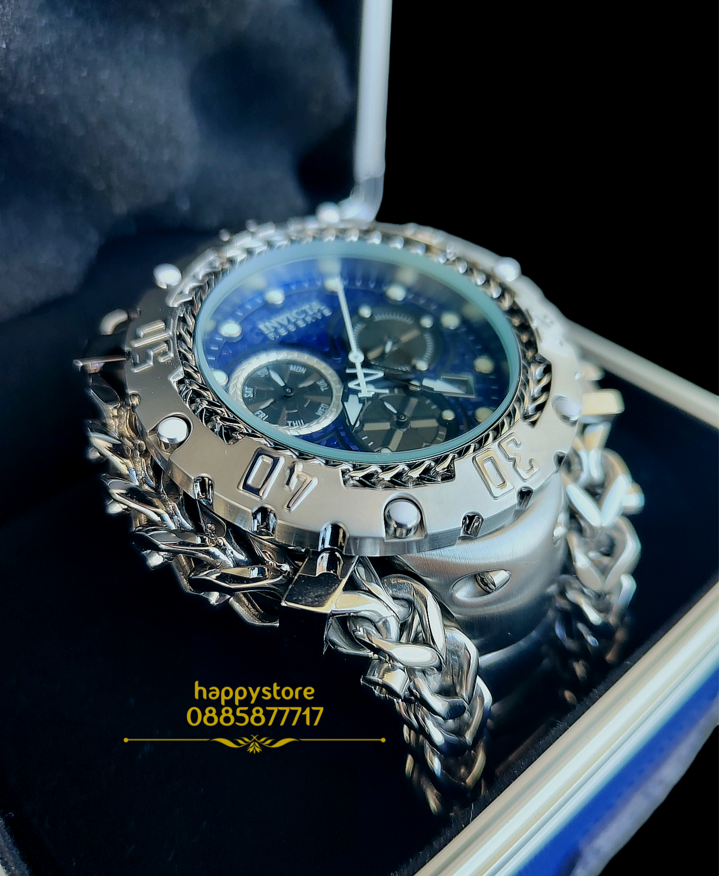INVICTA Gladiator Silver blue dial 60 mm