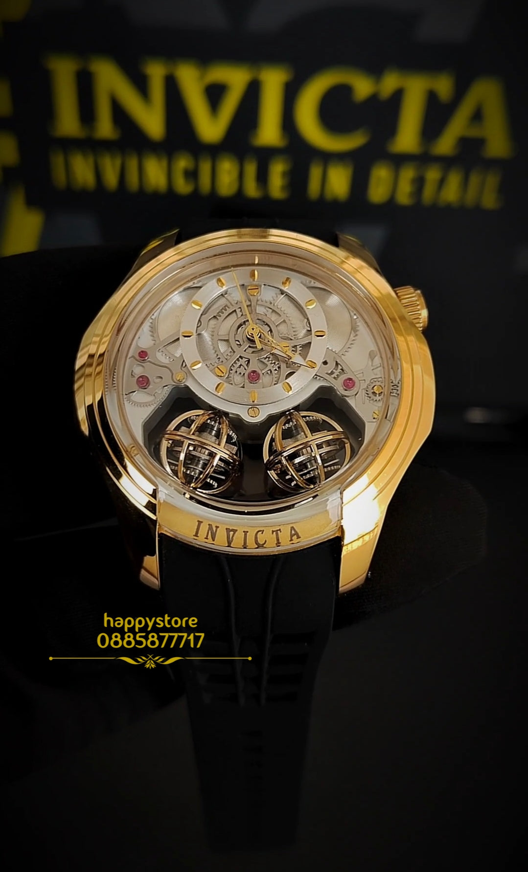 INVICTA Specialty Skeleton Gold and Black 46 mm