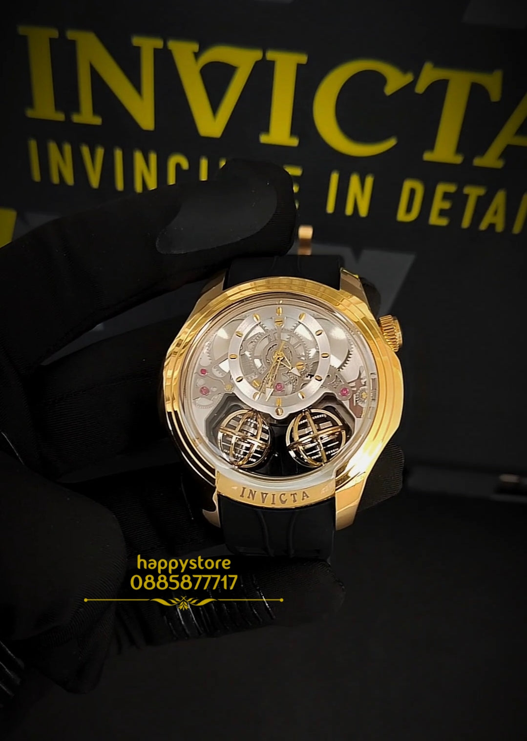 INVICTA Specialty Skeleton Gold and Black 46 mm