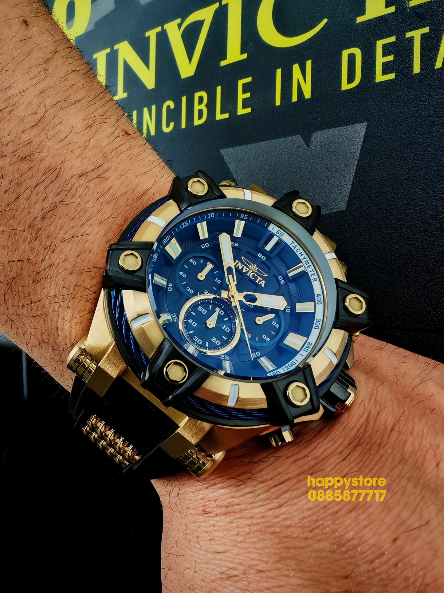 INVICTA Bolt Gunmetal Blue and Gold 52 mm