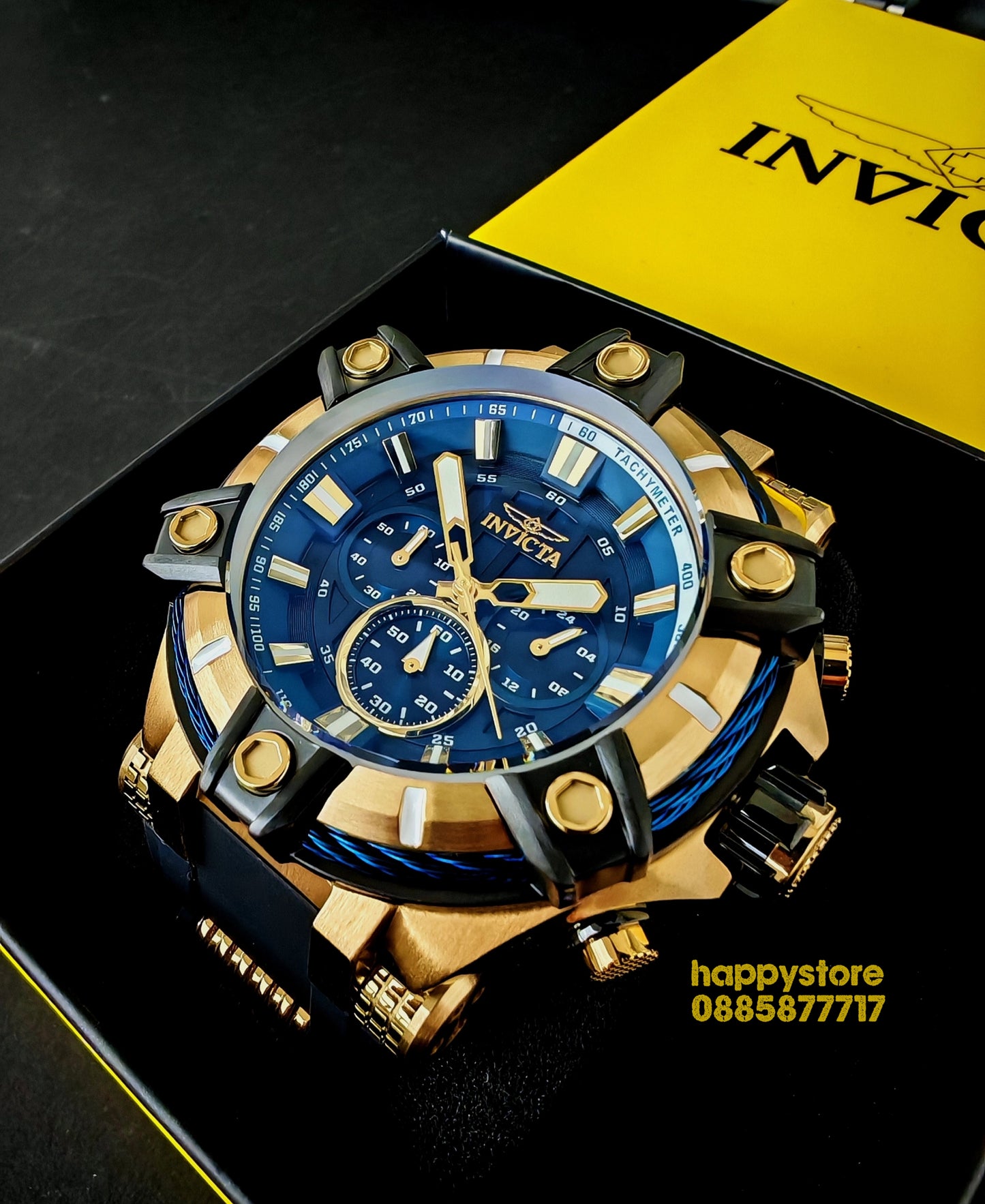 INVICTA Bolt Gunmetal Blue and Gold 52 mm