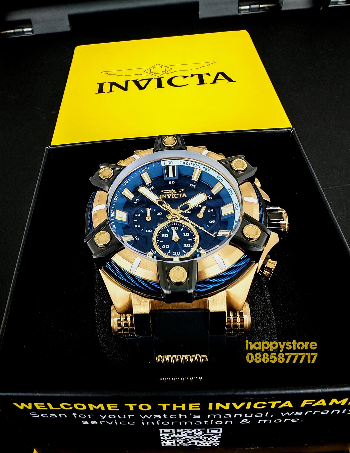 INVICTA Bolt Gunmetal Blue and Gold 52 mm