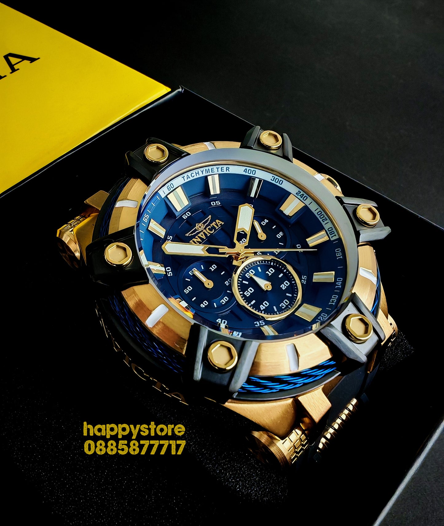 INVICTA Bolt Gunmetal Blue and Gold 52 mm
