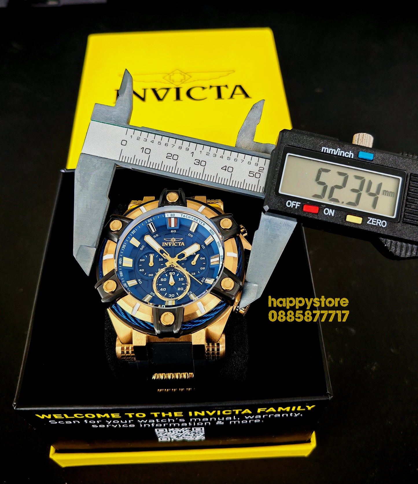 INVICTA Bolt Gunmetal Blue and Gold 52 mm