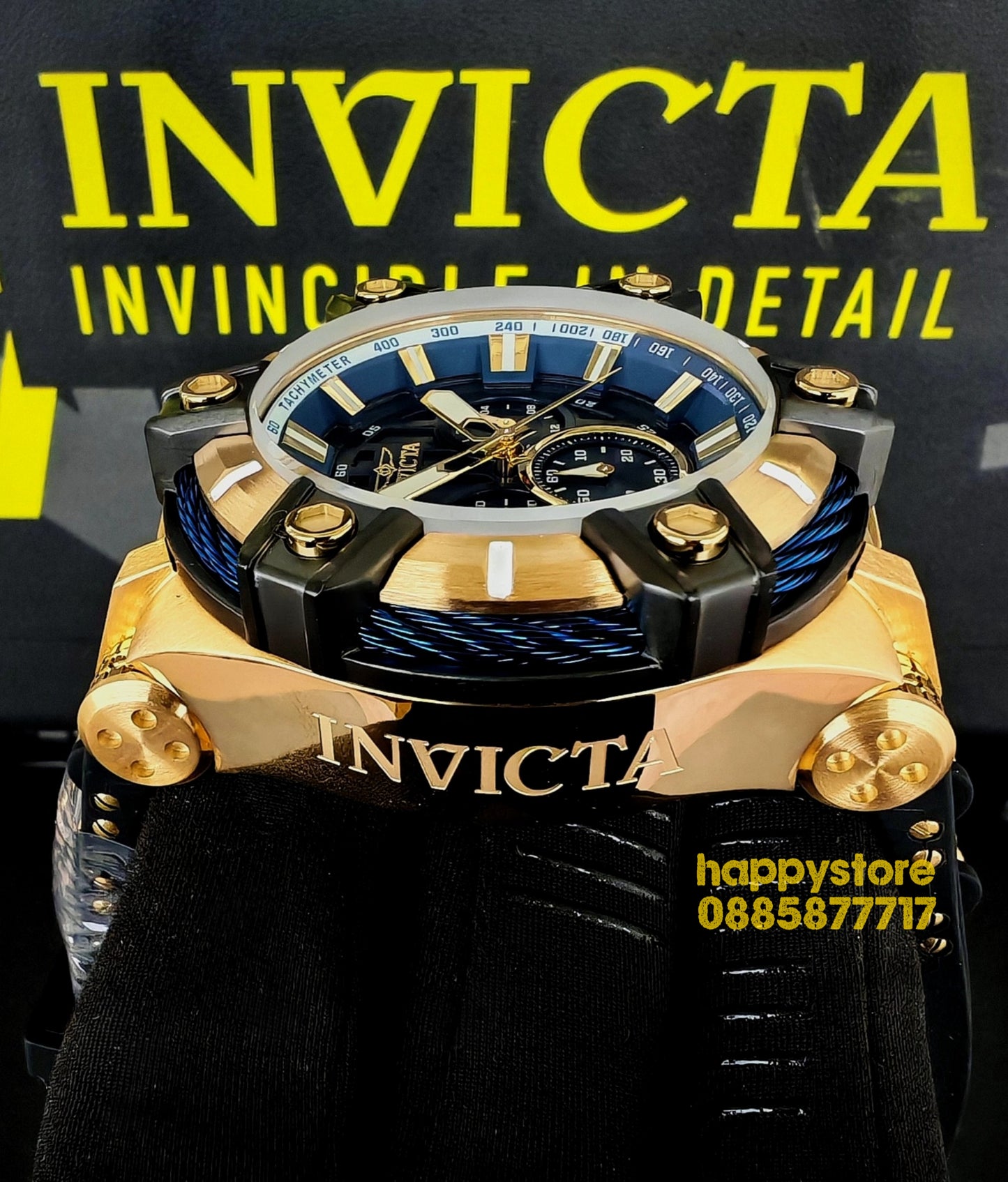 INVICTA Bolt Gunmetal Blue and Gold 52 mm