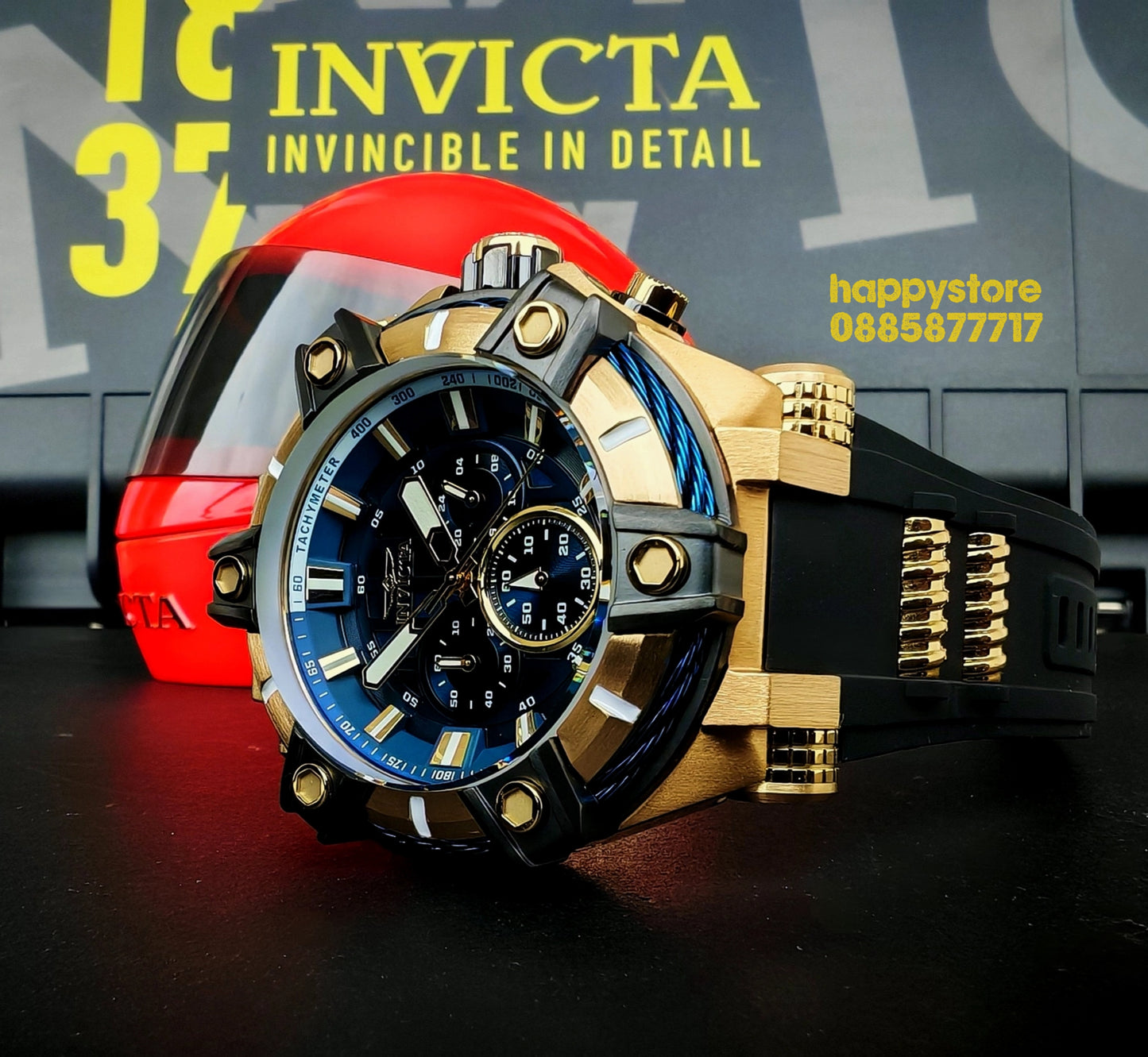 INVICTA Bolt Gunmetal Blue and Gold 52 mm