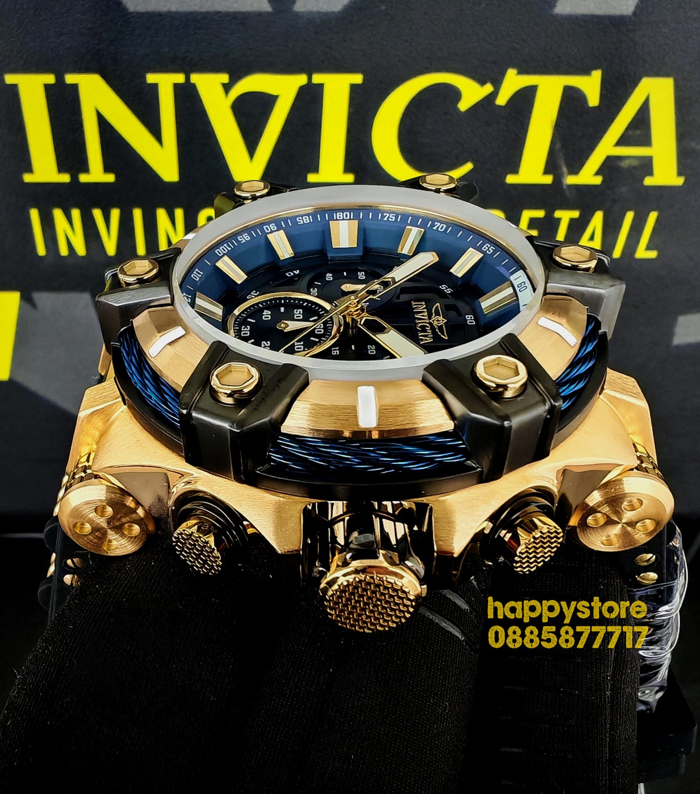 INVICTA Bolt Gunmetal Blue and Gold 52 mm