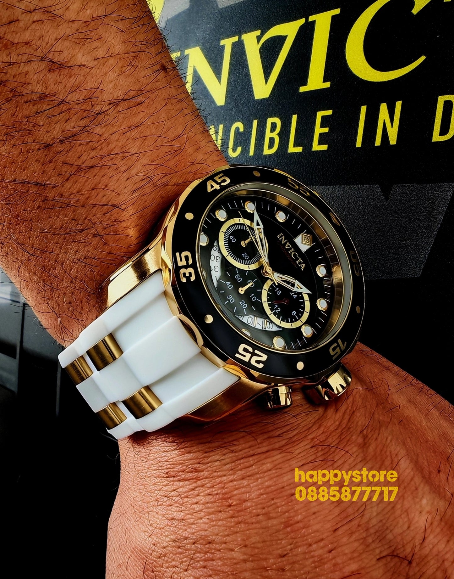 INVICTA Pro Diver SCUBA White and Gold 48 mm