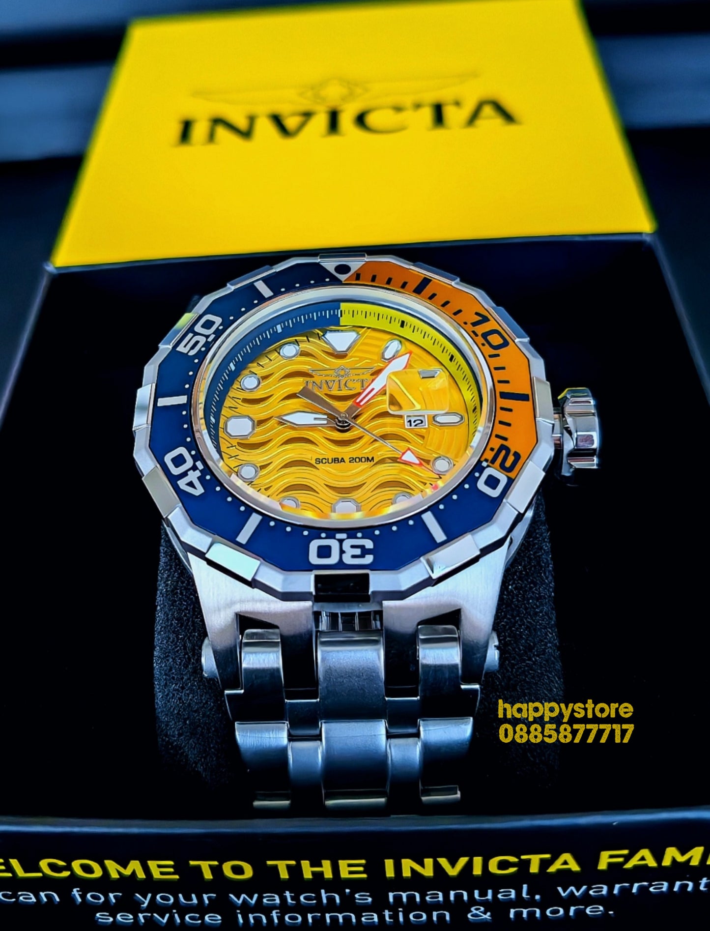 INVICTA Wave Yellow 52 mm