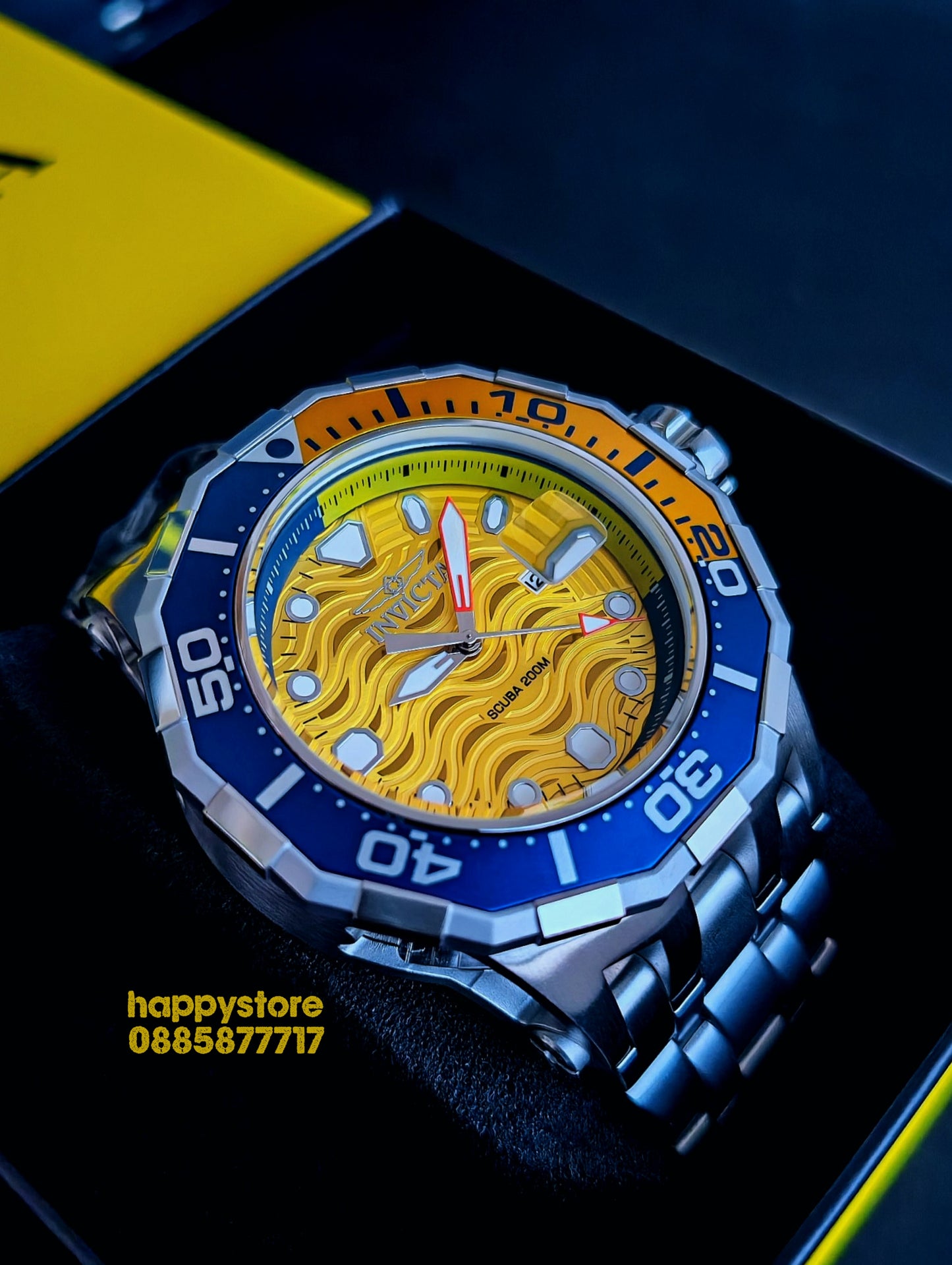 INVICTA Wave Yellow 52 mm