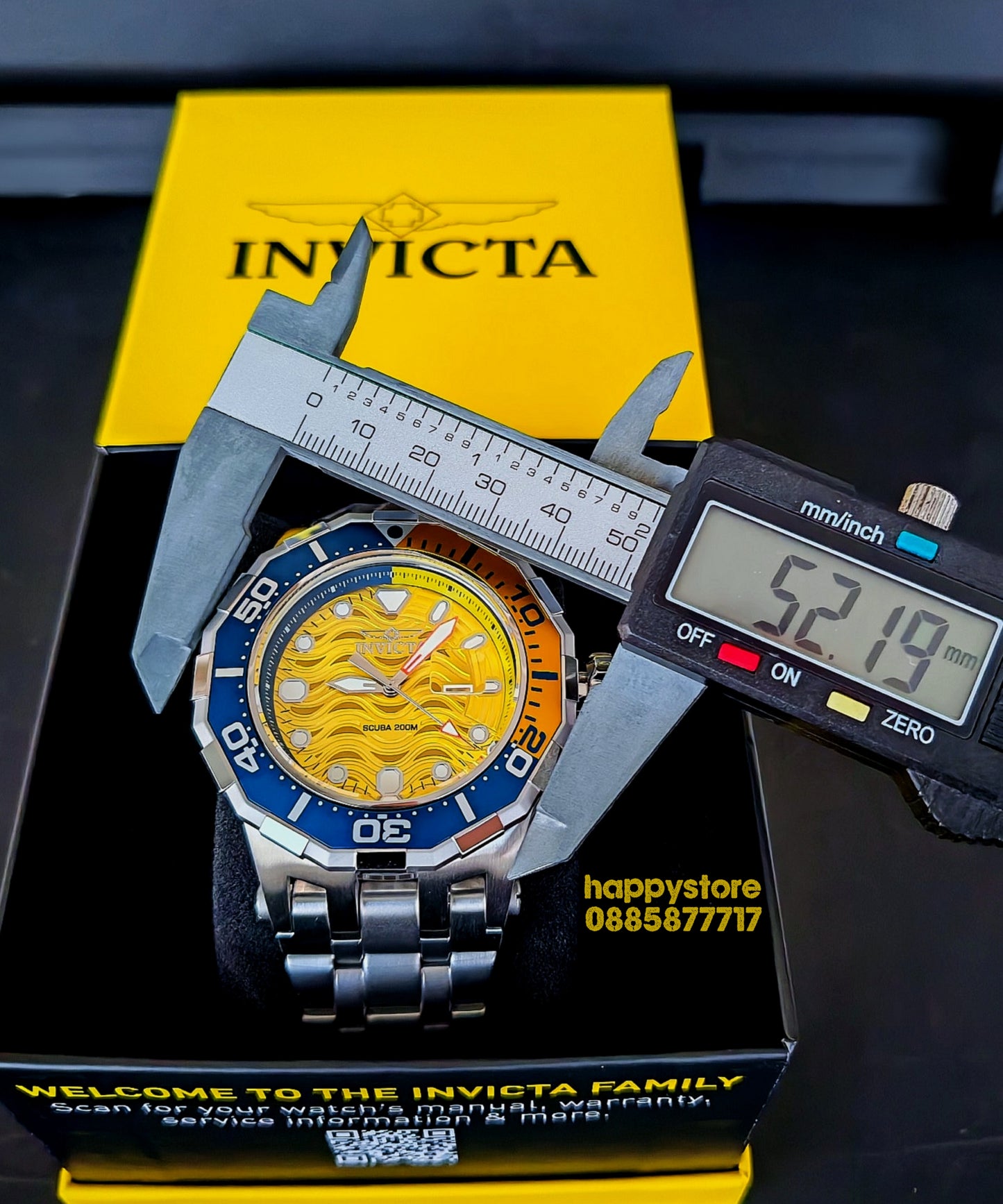 INVICTA Wave Yellow 52 mm