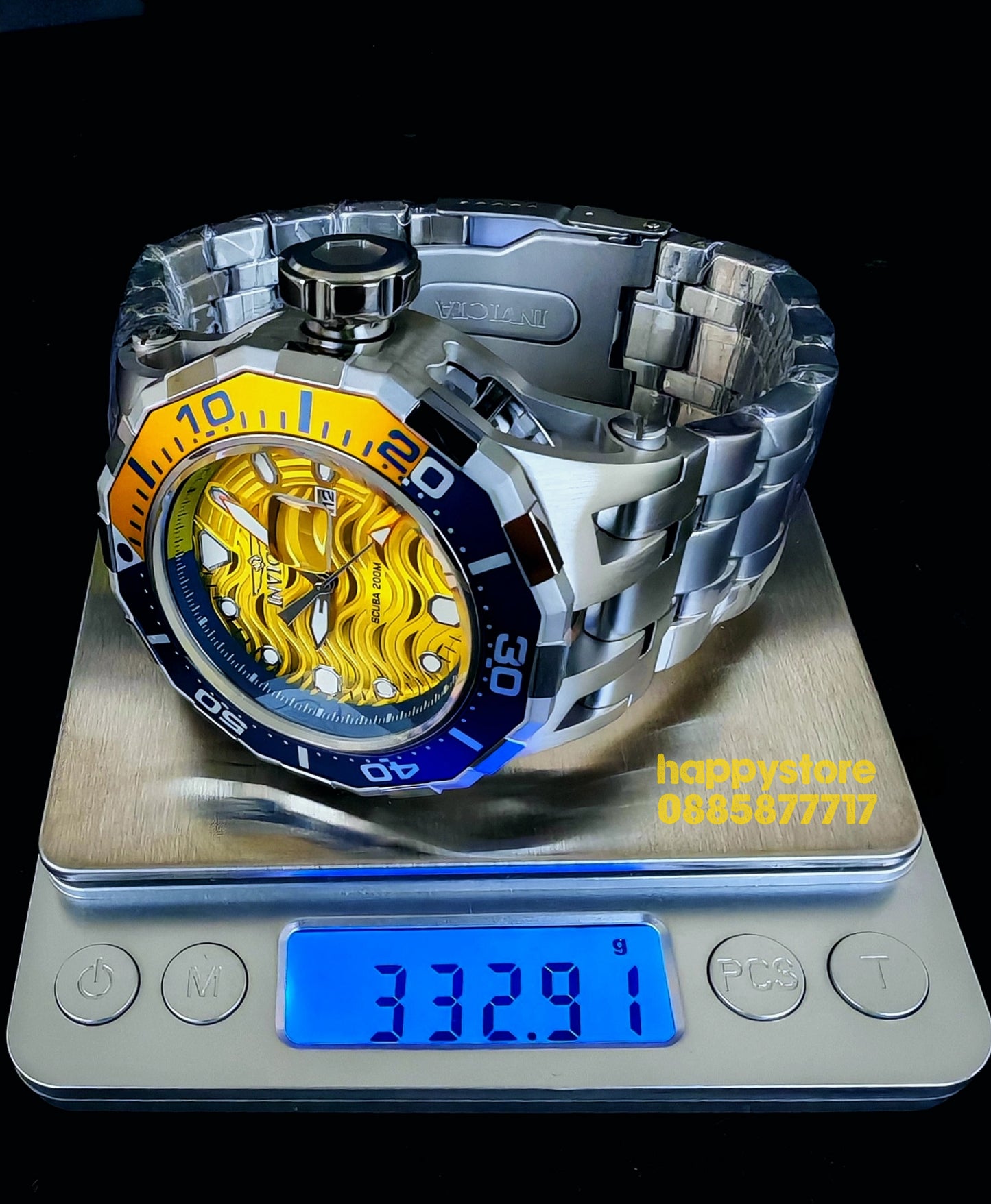 INVICTA Wave Yellow 52 mm