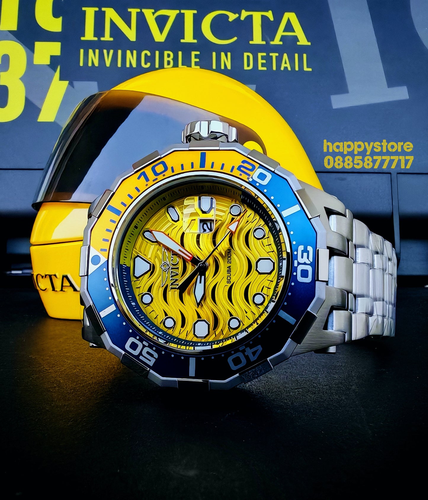 INVICTA Wave Yellow 52 mm