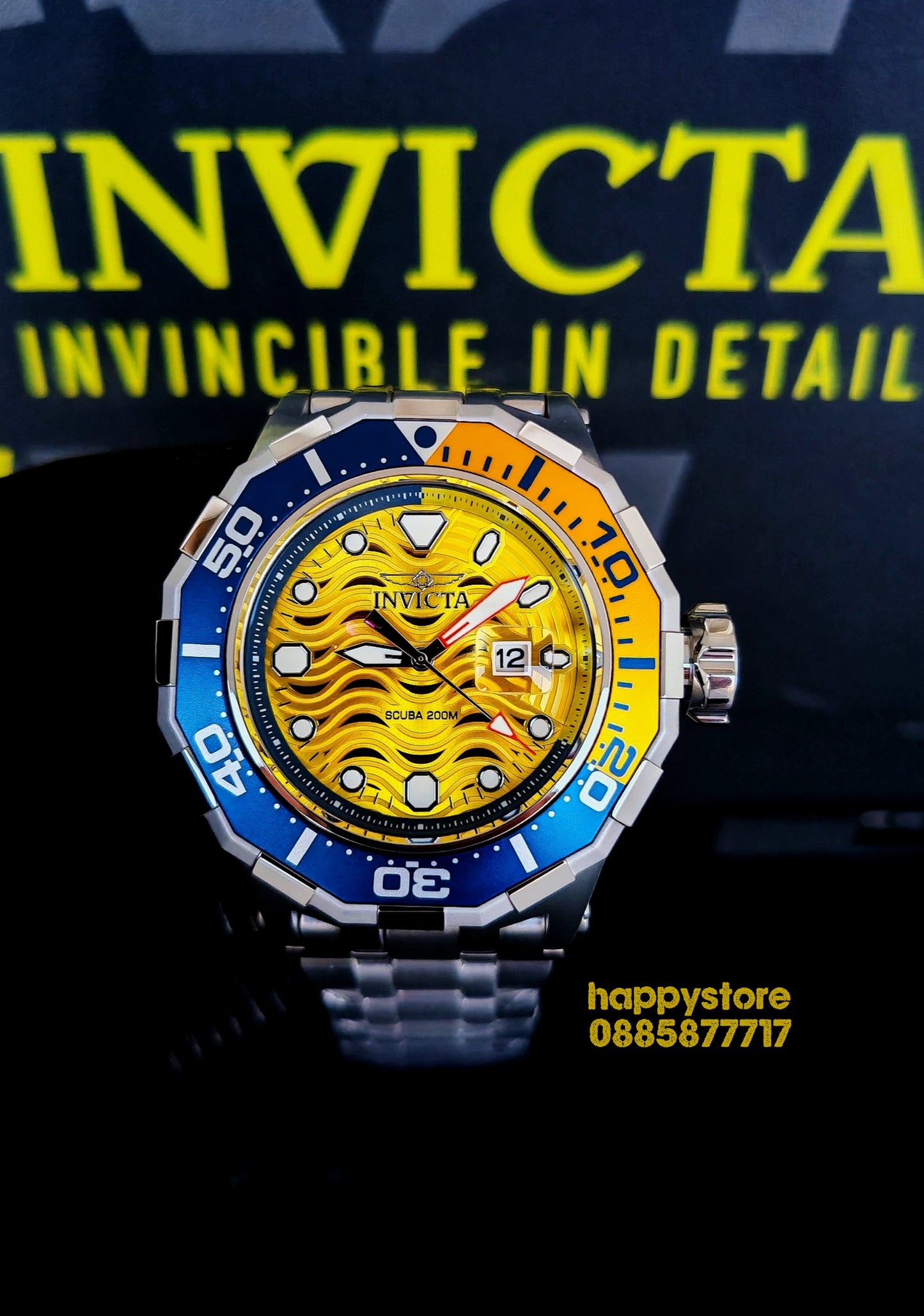 INVICTA Wave Yellow 52 mm