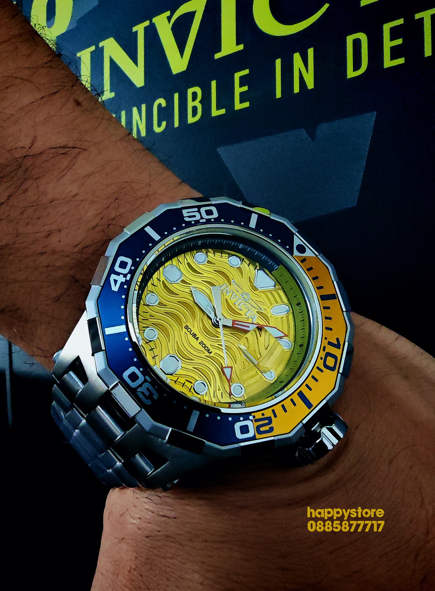 INVICTA Wave Yellow 52 mm