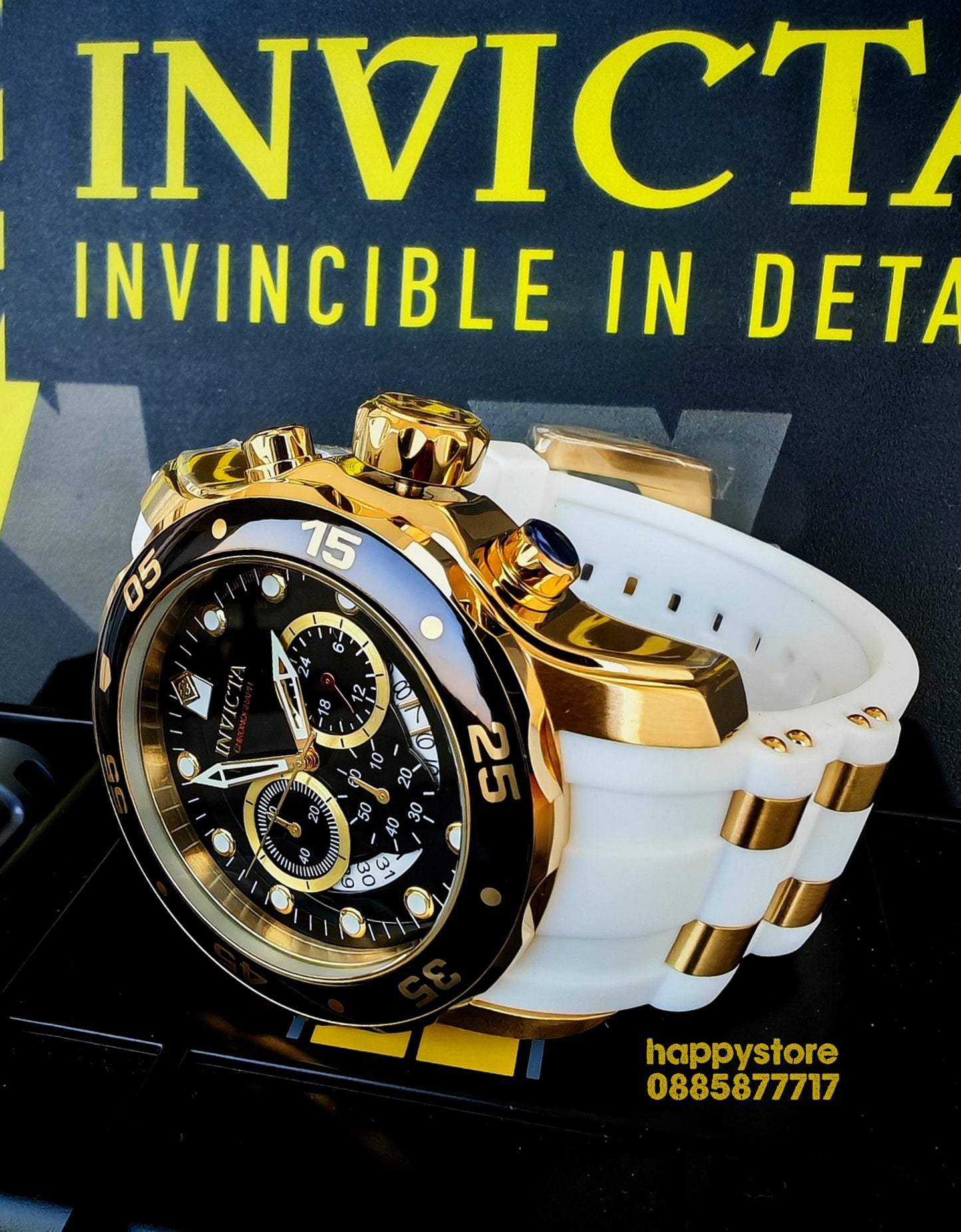 INVICTA Pro Diver SCUBA White and Gold 48 mm