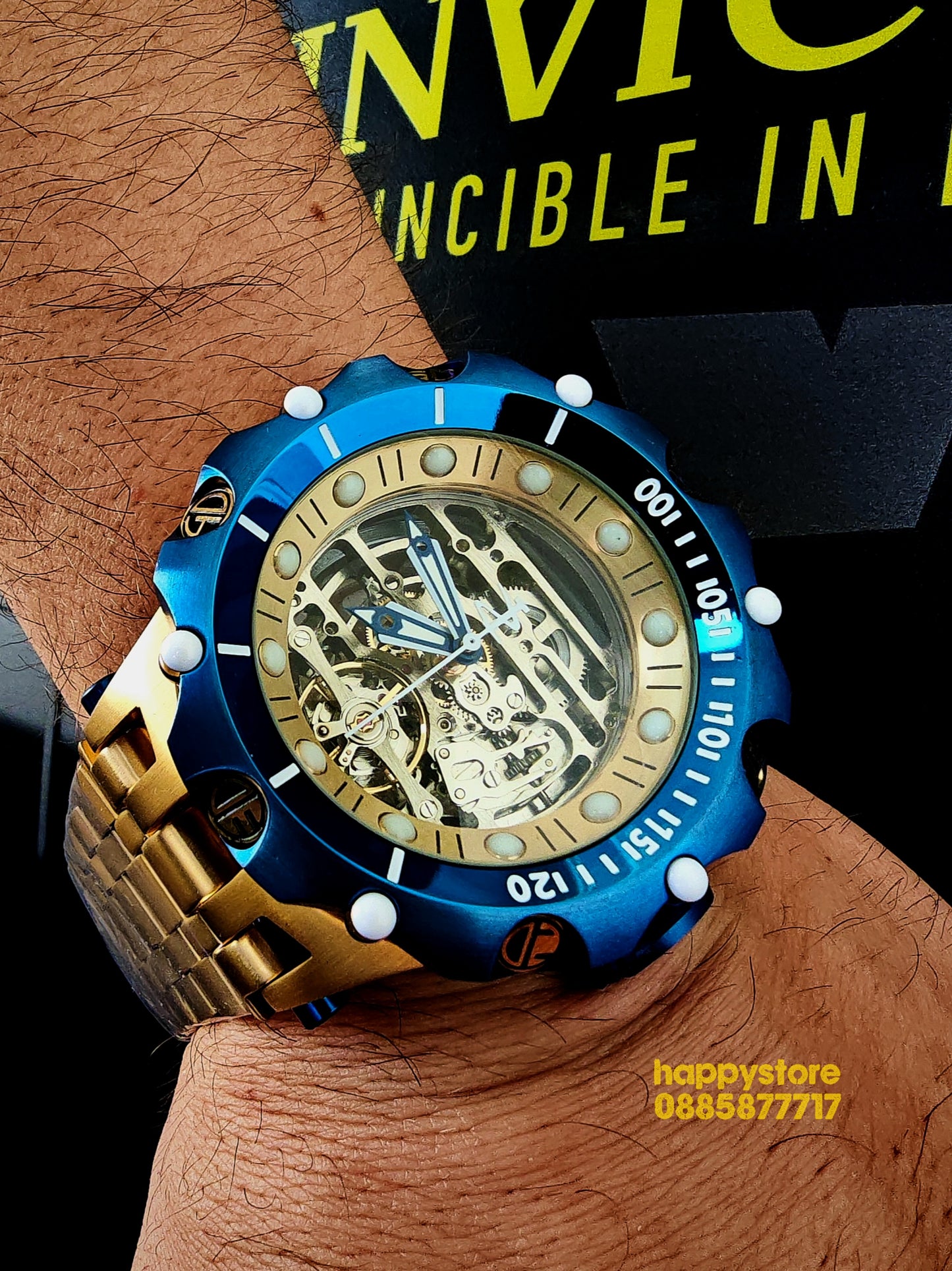 INVICTA Reserve Skeleton automatic Gold 56 mm