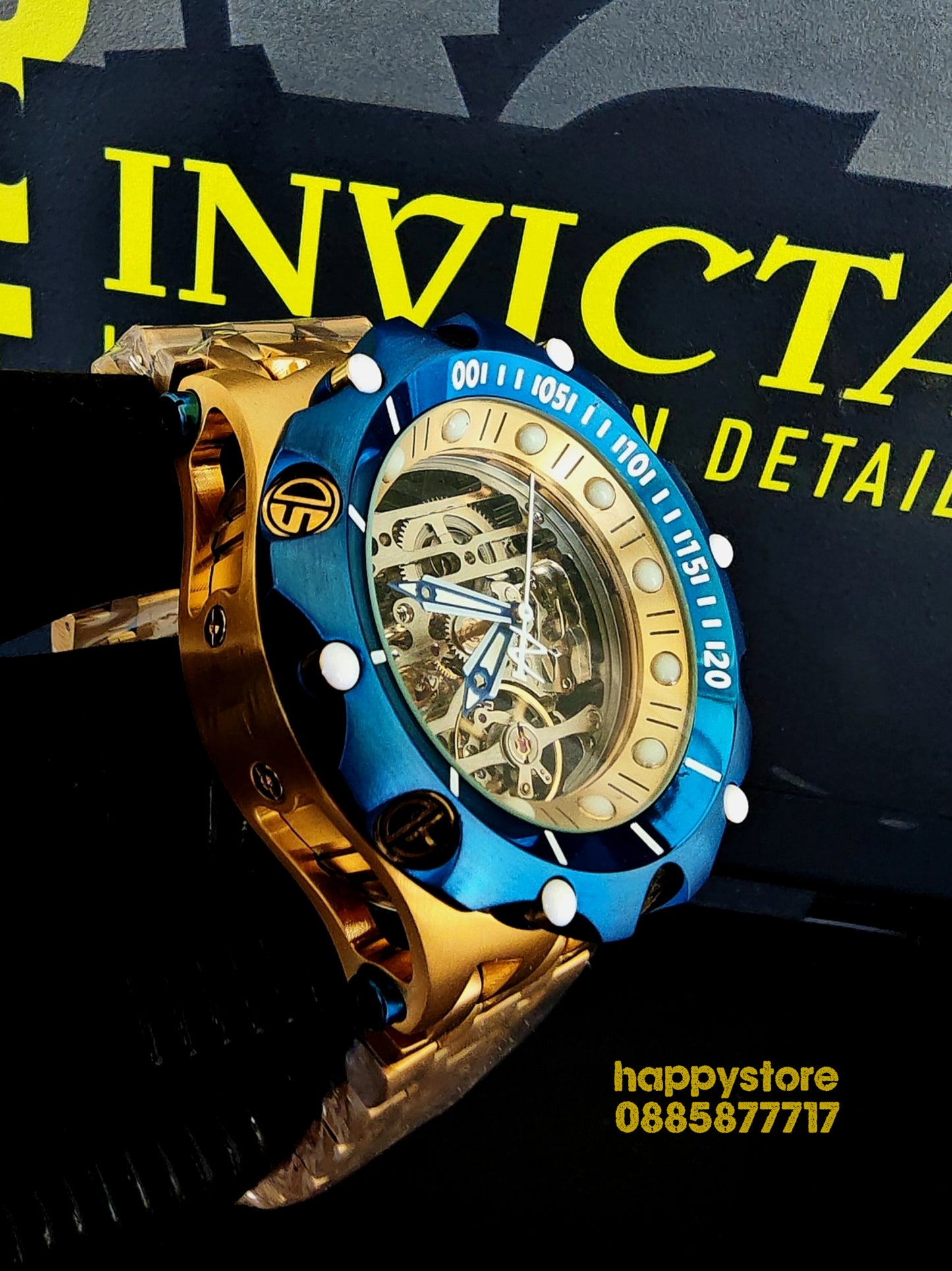 INVICTA Reserve Skeleton automatic Gold 56 mm