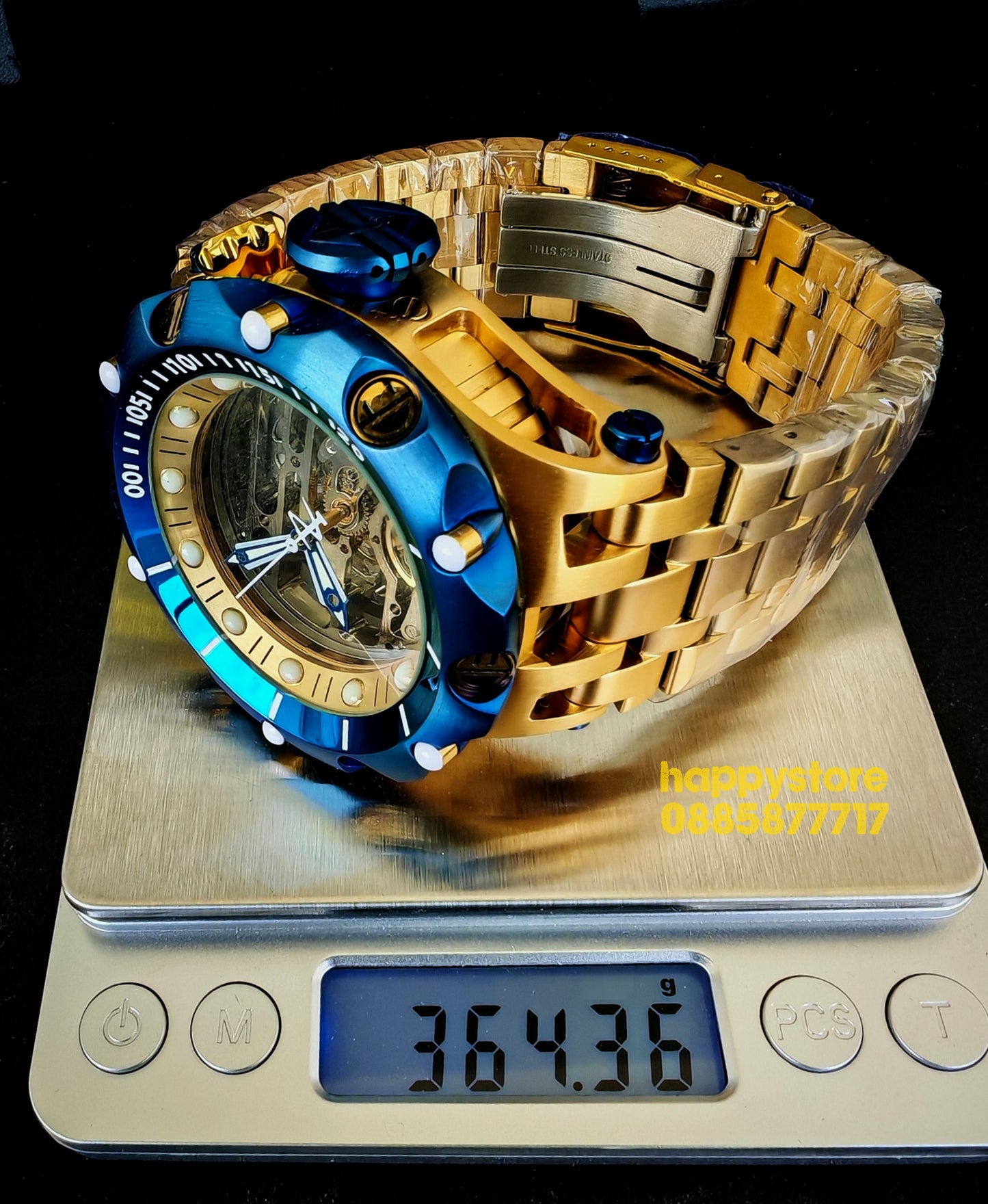 INVICTA Reserve Skeleton automatic Gold 56 mm