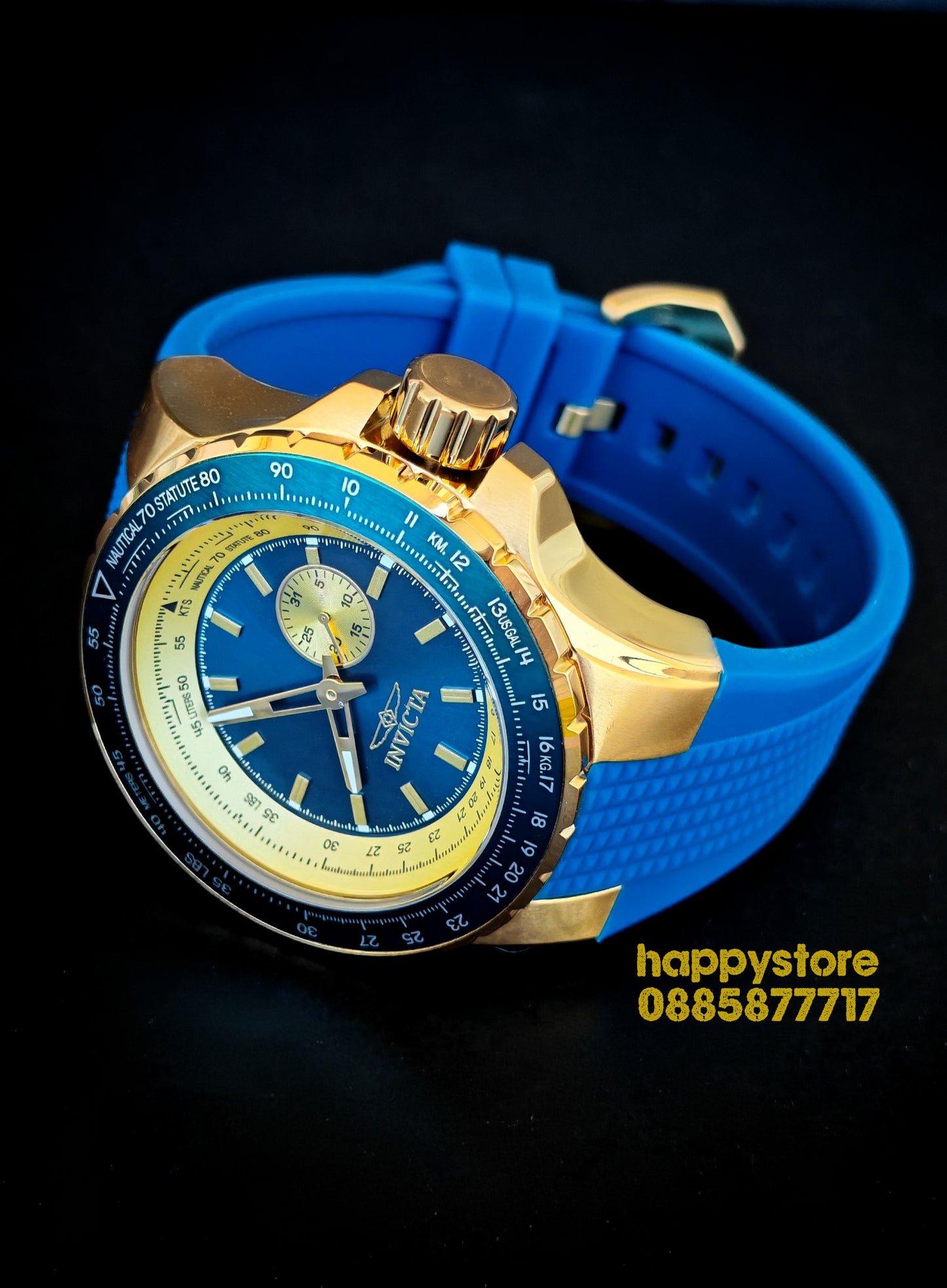INVICTA Aviator Blue/Gold 50mm