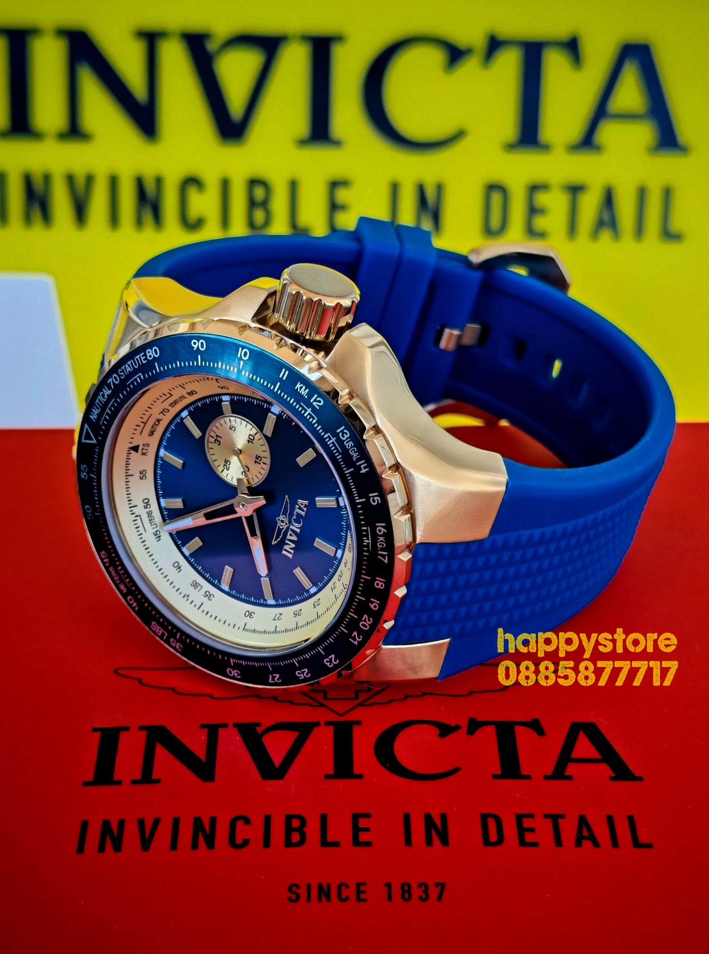 INVICTA Aviator Blue/Gold 50mm