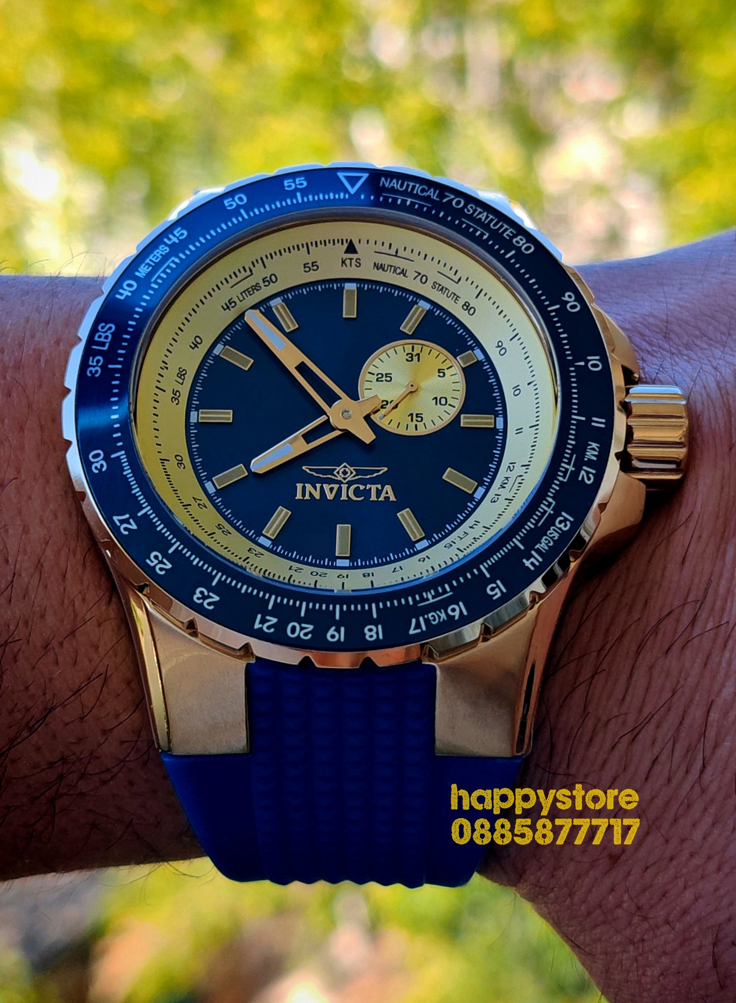 INVICTA Aviator Blue/Gold 50mm