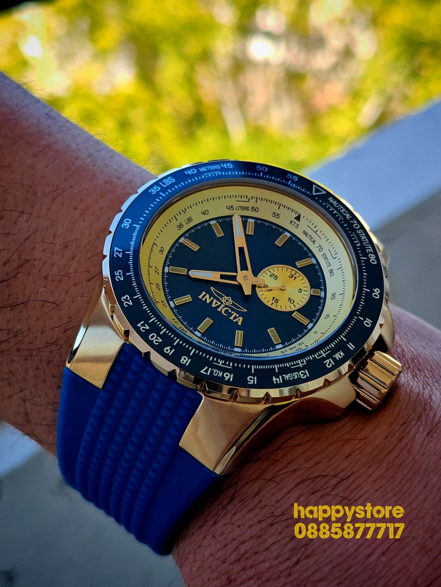 INVICTA Aviator Blue/Gold 50mm