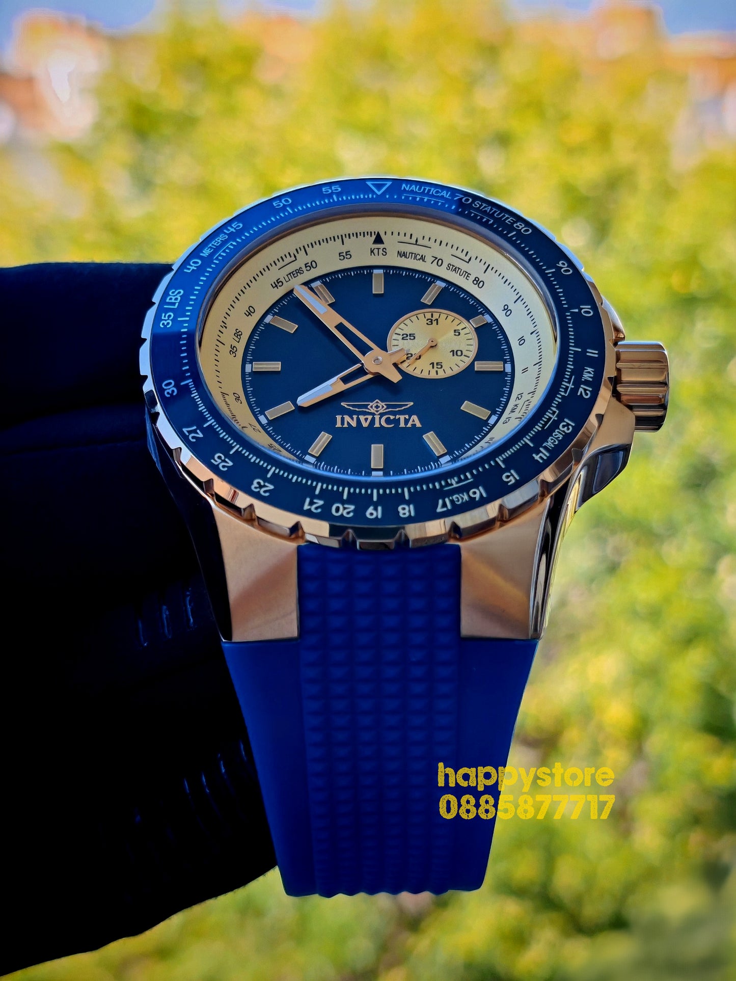 INVICTA Aviator Blue/Gold 50mm