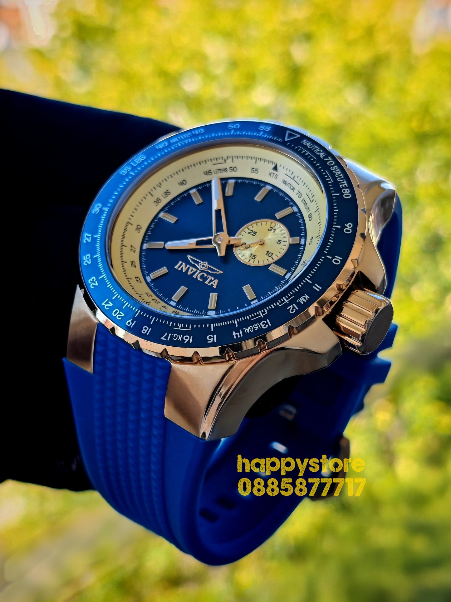 INVICTA Aviator Blue/Gold 50mm