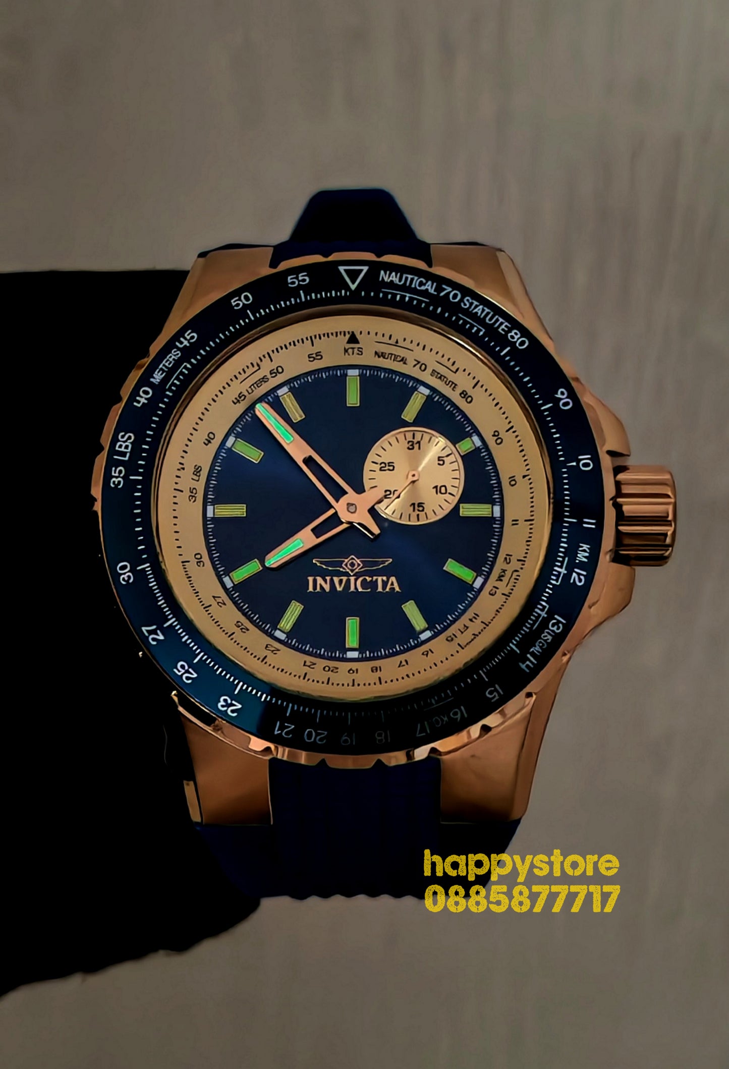 INVICTA Aviator Blue/Gold 50mm