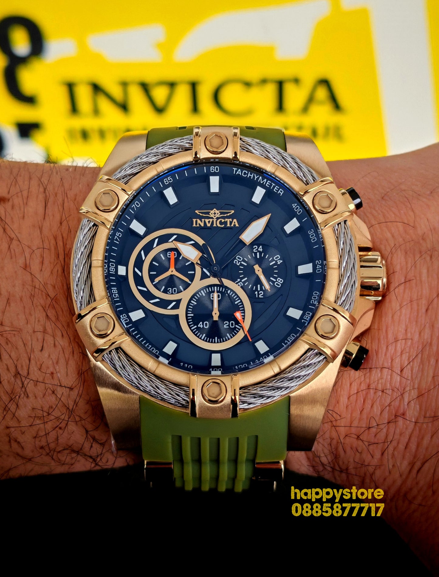 INVICTA Bolt Vestige Green/Gold 52 mm