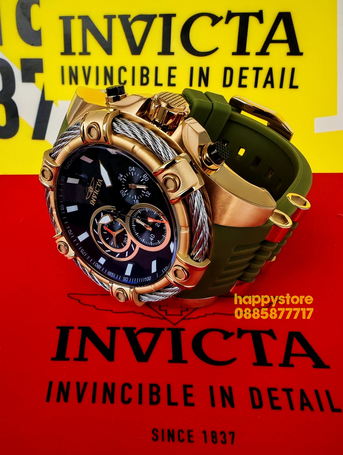 INVICTA Bolt Vestige Green/Gold 52 mm