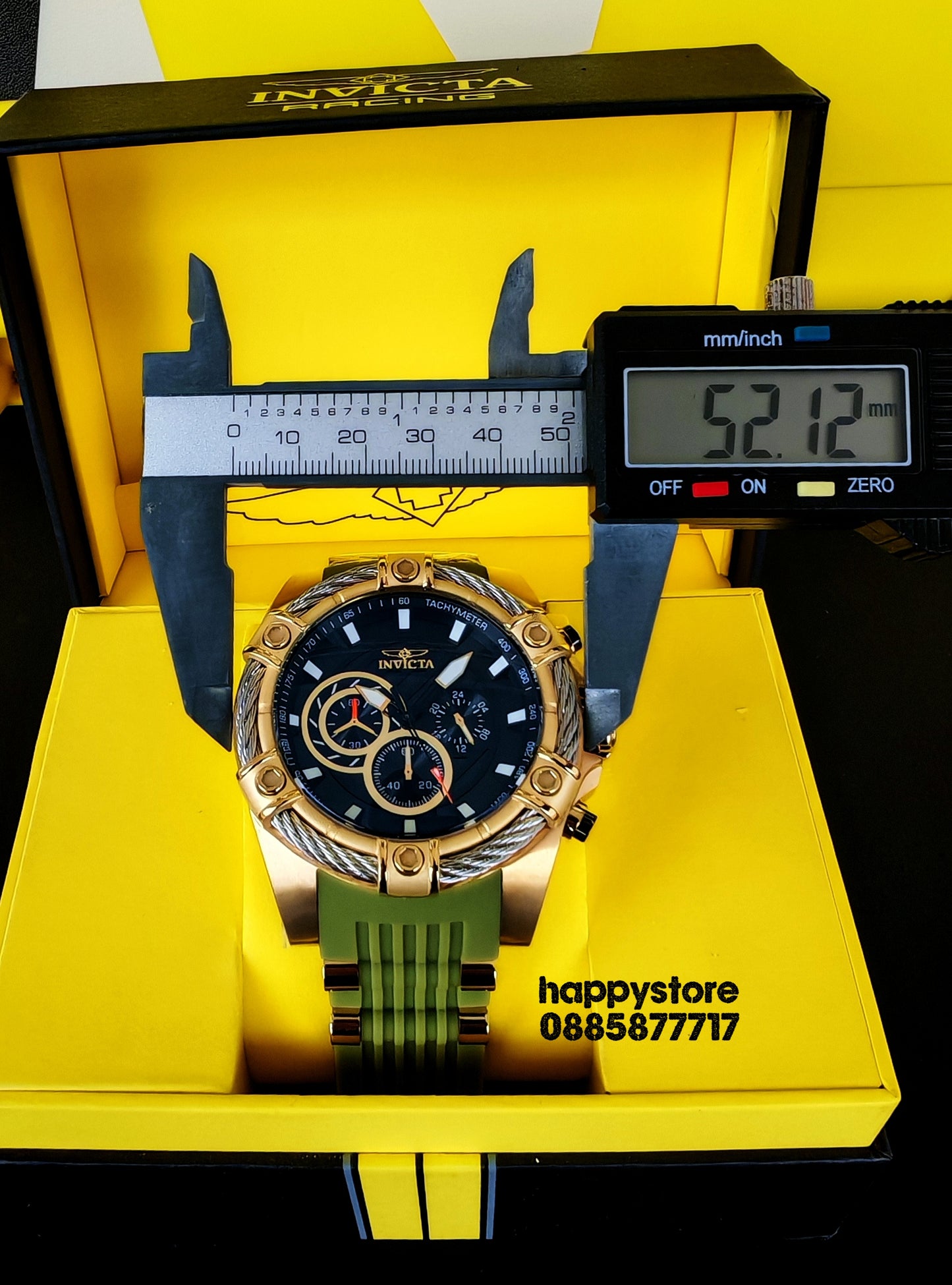 INVICTA Bolt Vestige Green/Gold 52 mm