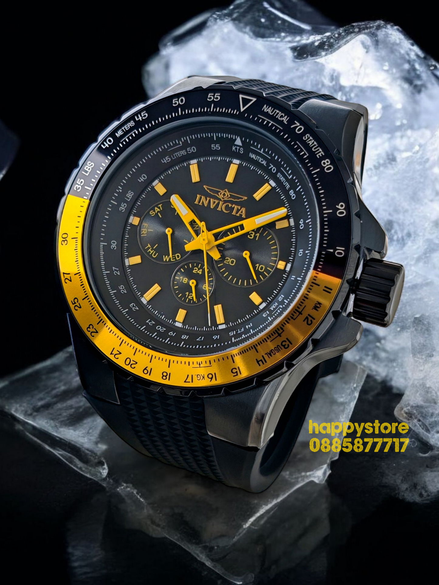 INVICTA Aviator Black/Yellow 50mm