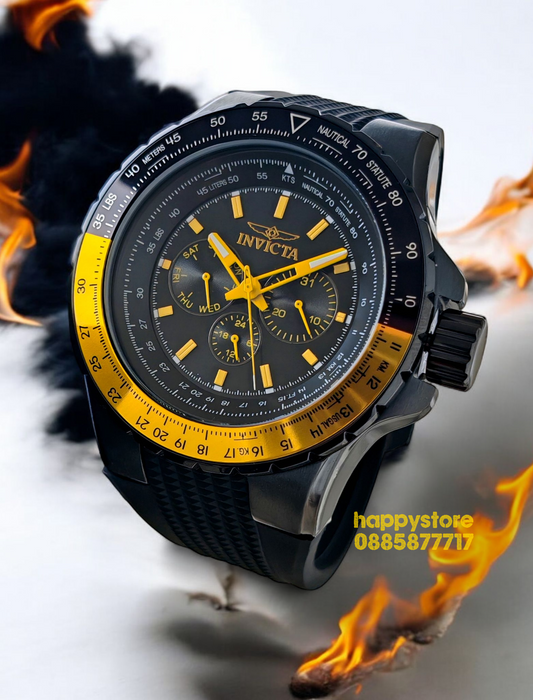 INVICTA Aviator Black/Yellow 50mm