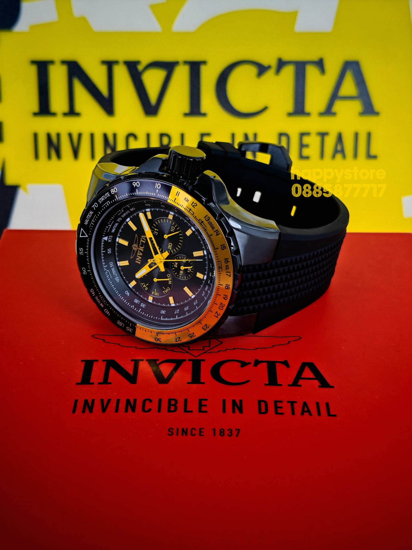 INVICTA Aviator Black/Yellow 50mm