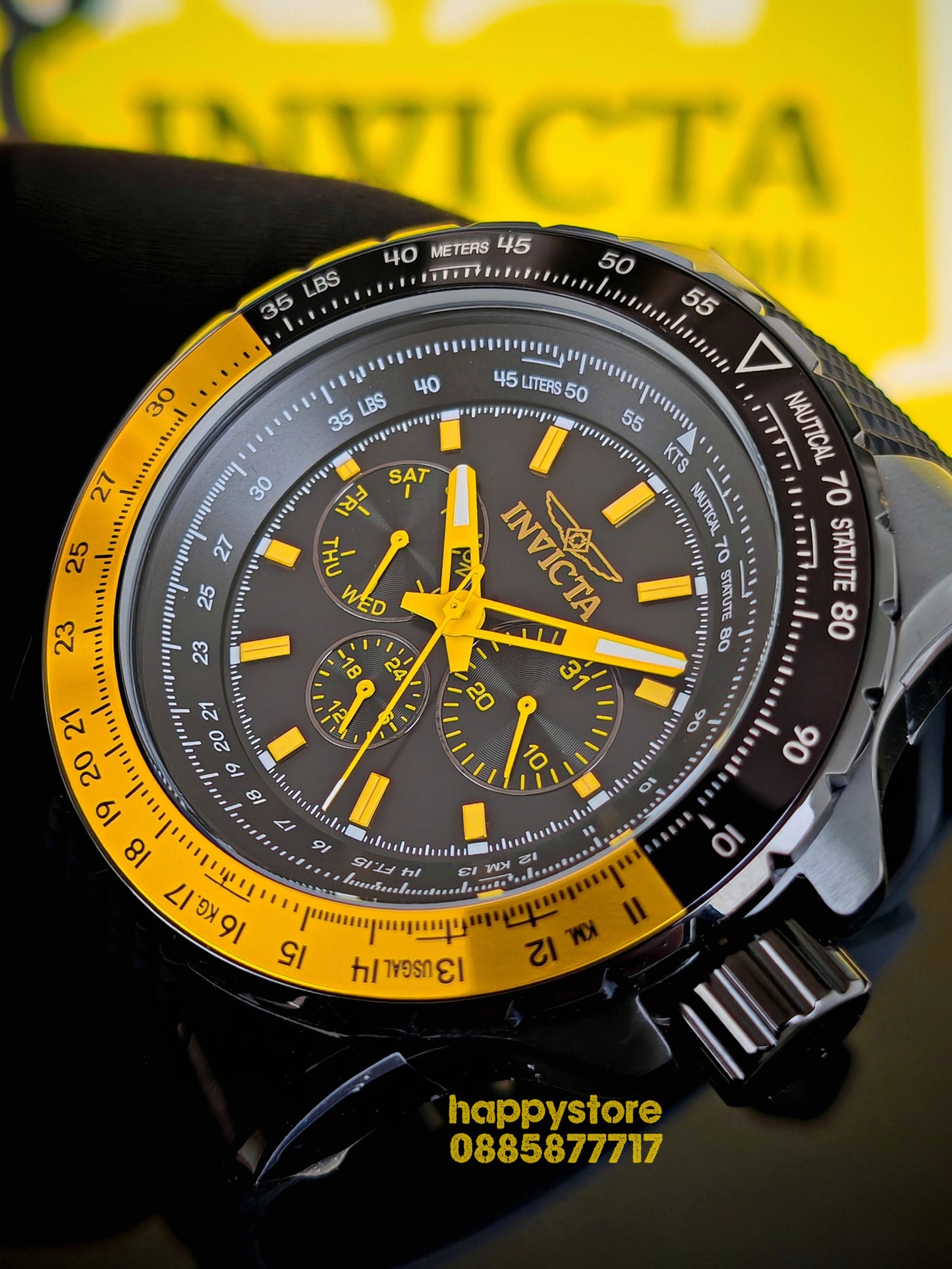 INVICTA Aviator Black/Yellow 50mm