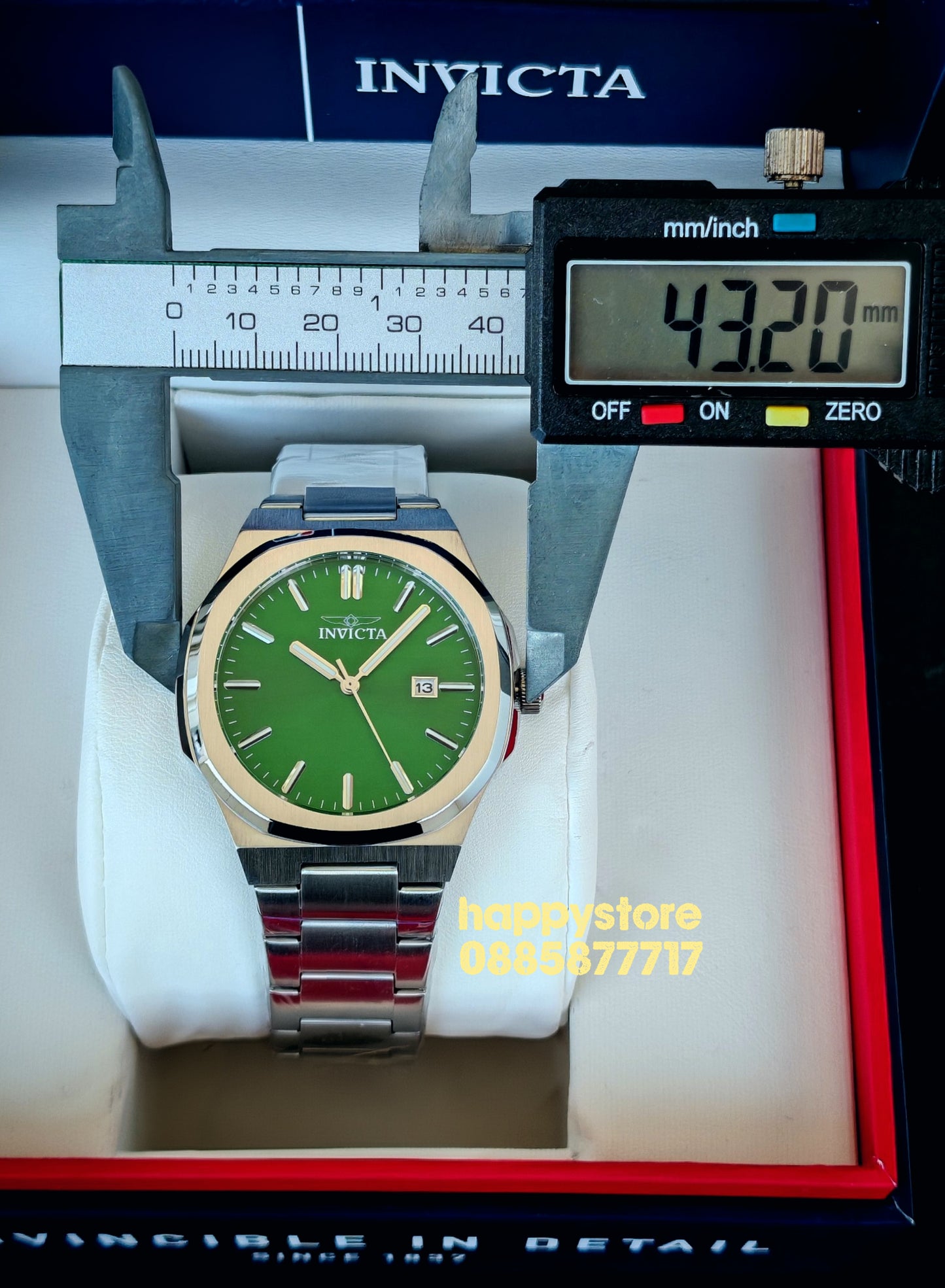INVICTA Elite silver green dial 43 mm