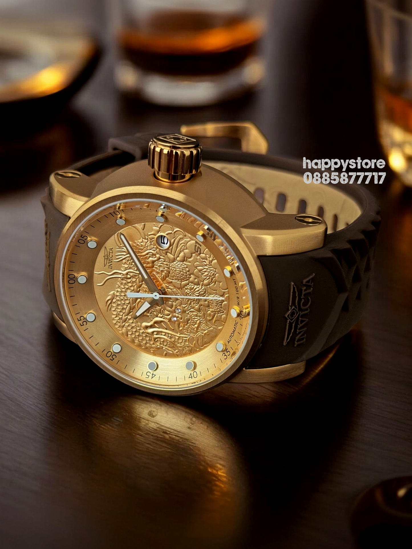 INVICTA Yakuza Gold/Brown automatic 48 mm